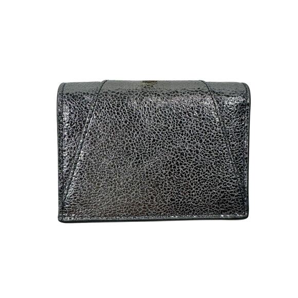 NWT Versace Bifold V Virtus Logo Leather Wallet Metallic Black Grey $625 - Picture 2 of 8